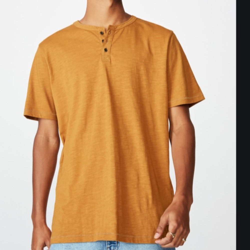 Cotton On Slub Grandad short sleeve tee rich camel by size XXL Henley new